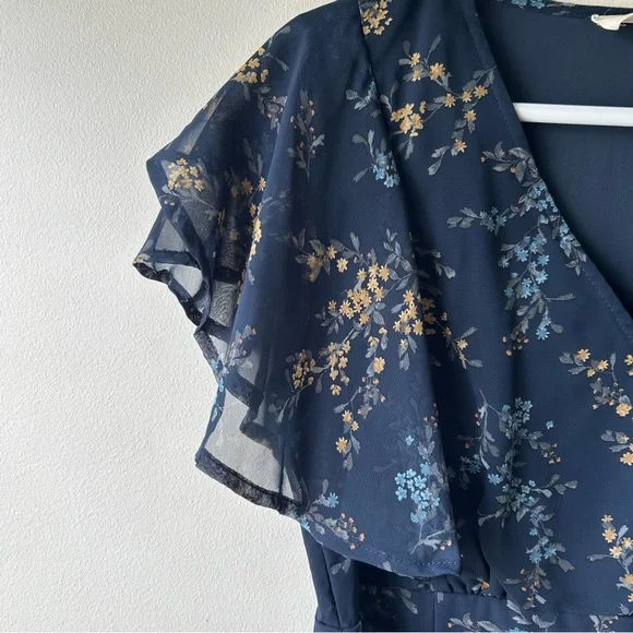 Neesees Dresses The Karlee Orange Creek Modest Maxi Chiffon Navy Floral Dress S - Picture 4 of 12